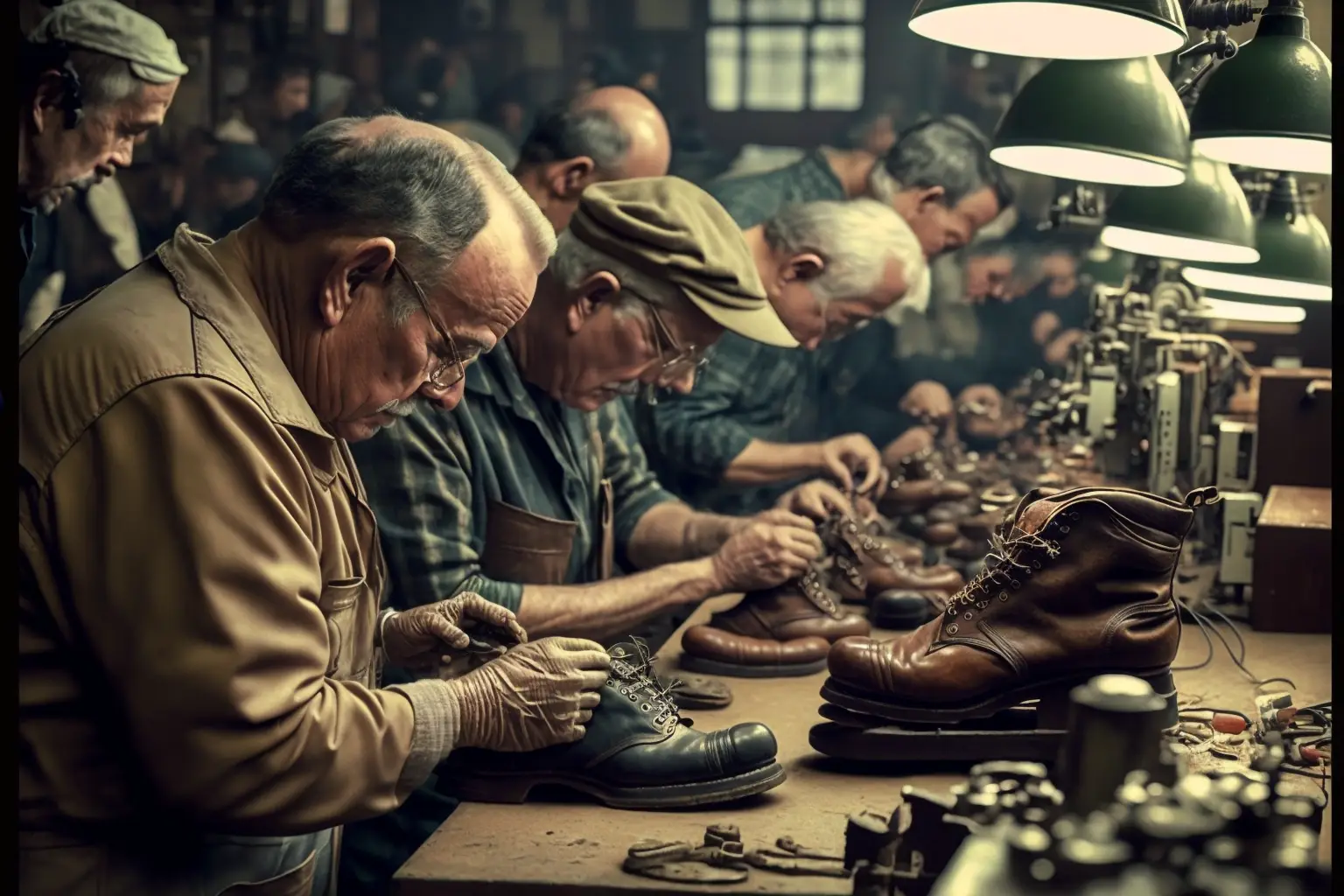 Photo From The 60'S Shoe Factory With People Working
