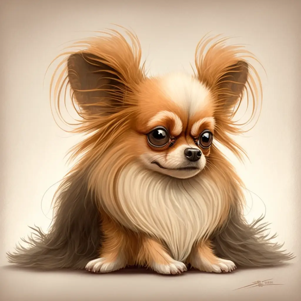 Cartoon Long Haired Chihuahua