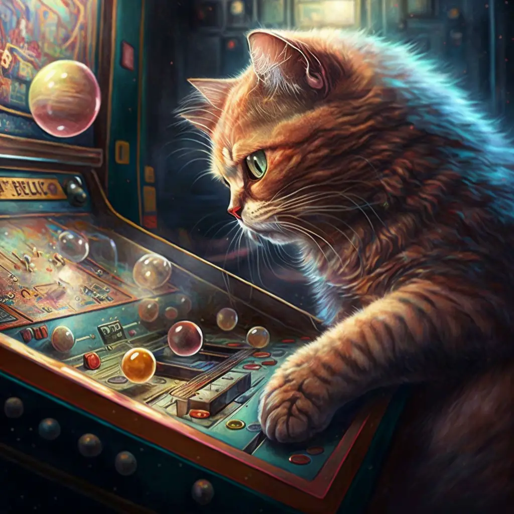 A Cat Playing Pinball
