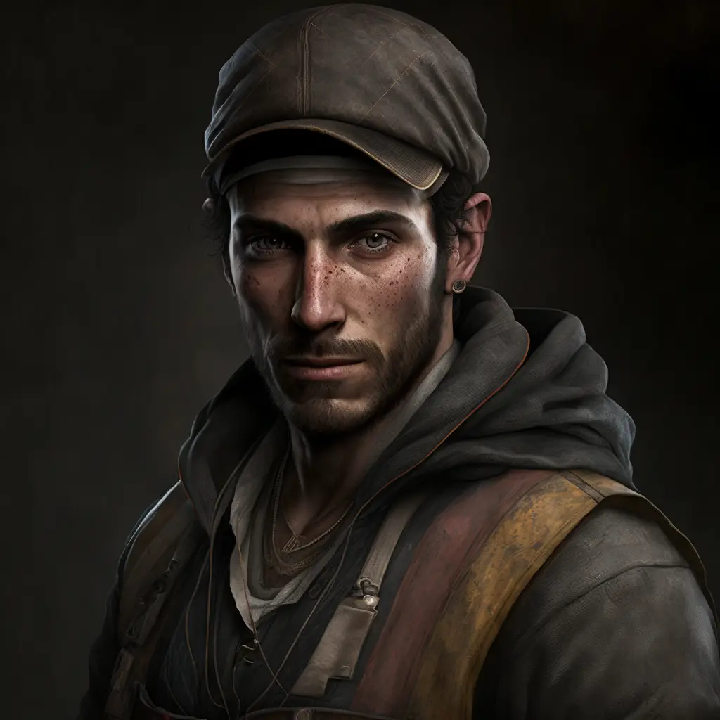 Detailed Digital Photograph Of A Skilled Assassin, Dressed As A Delivery Man. Not Handsome.