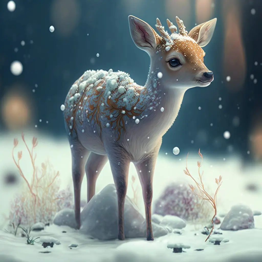 Cute Fantasy Deer Lost In Snow