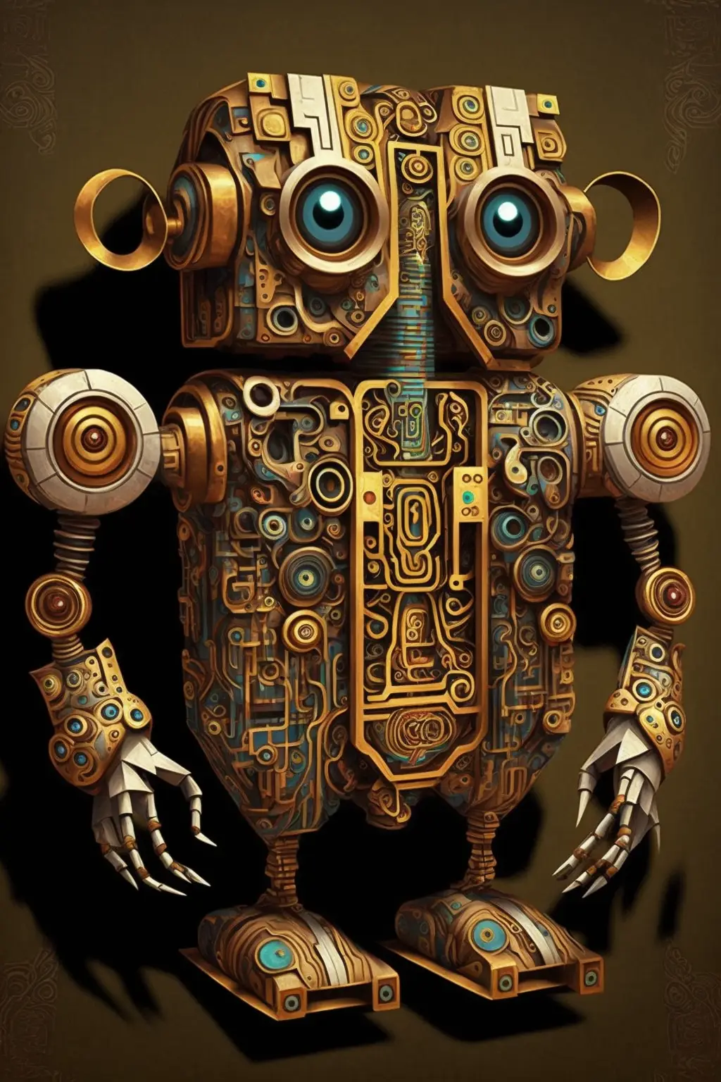 A Robot In The Style Of Gustav Klimt, Many Details, --Ar 3:2