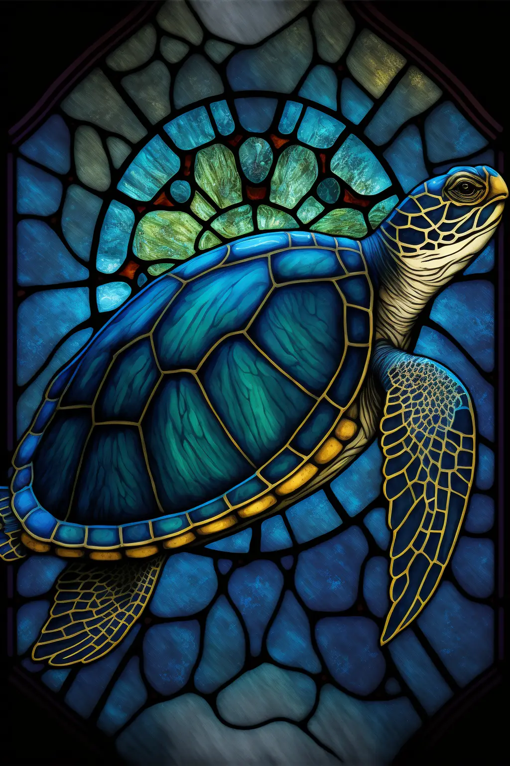 Turtle Blue Stain Glass