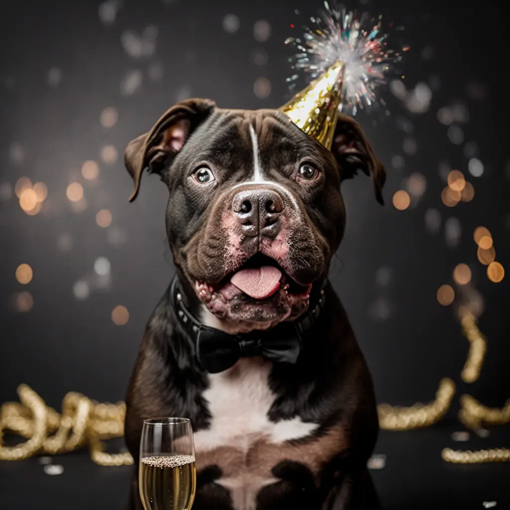 Cute Dog Celebrating New Years