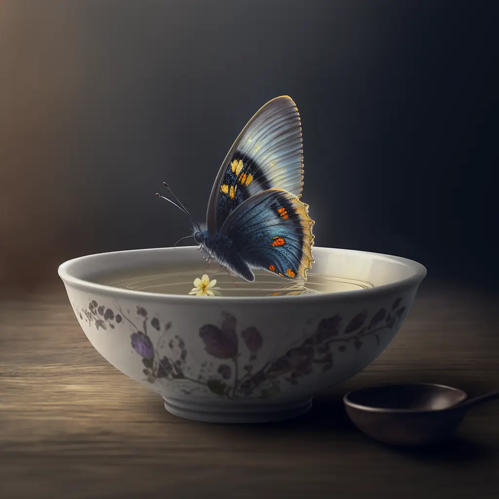 A Butterfly Edge Of A Bowl