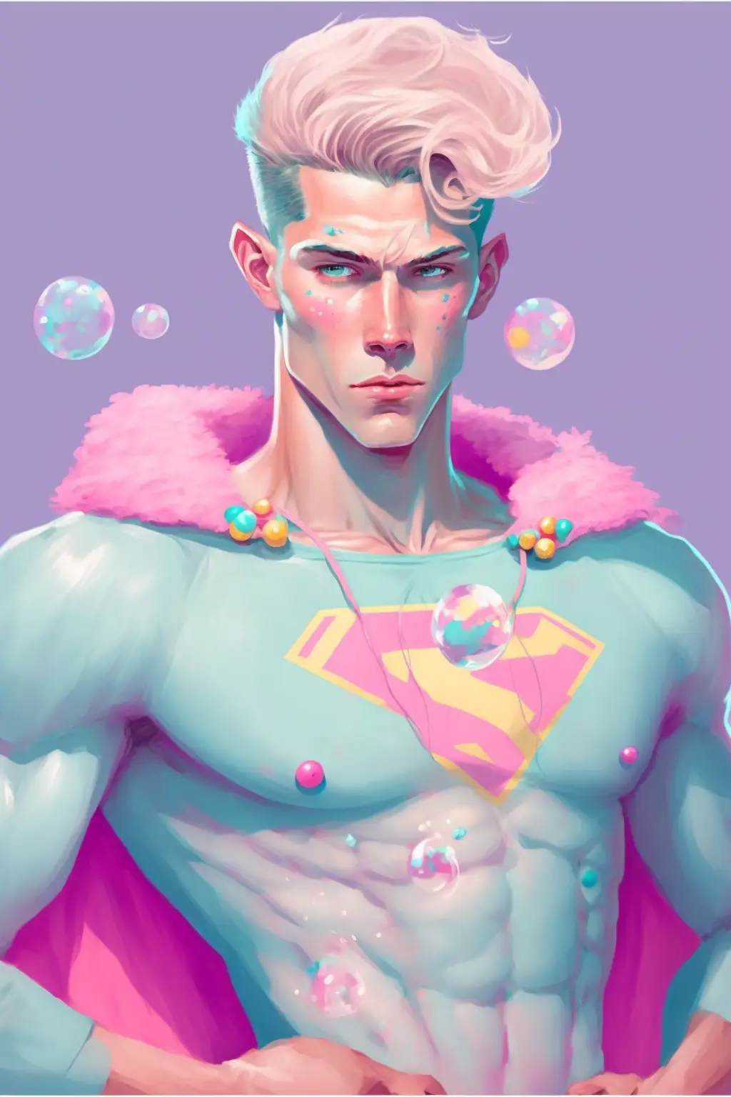 A Male Candy Superhero Pastel Colors