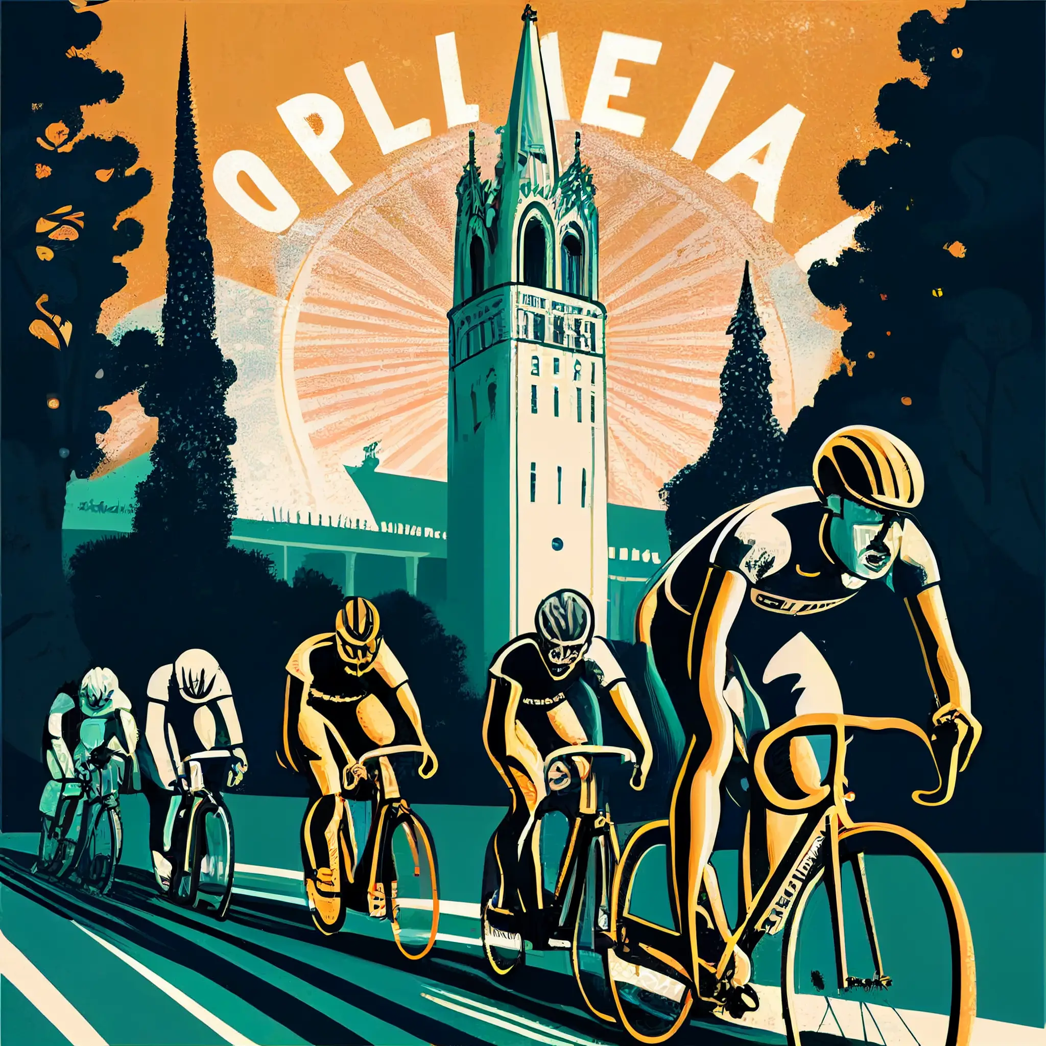 A Poster Illustration Of A Bicycle Race