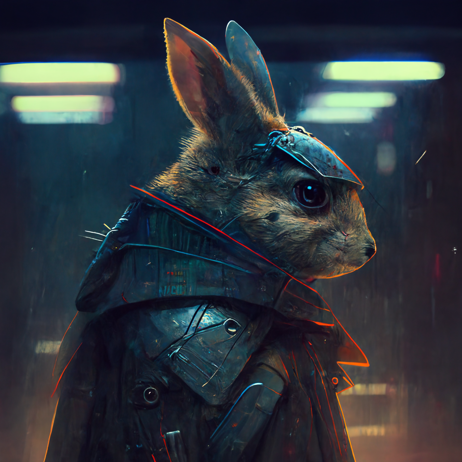 A Rabbit In A Blade Runner Style