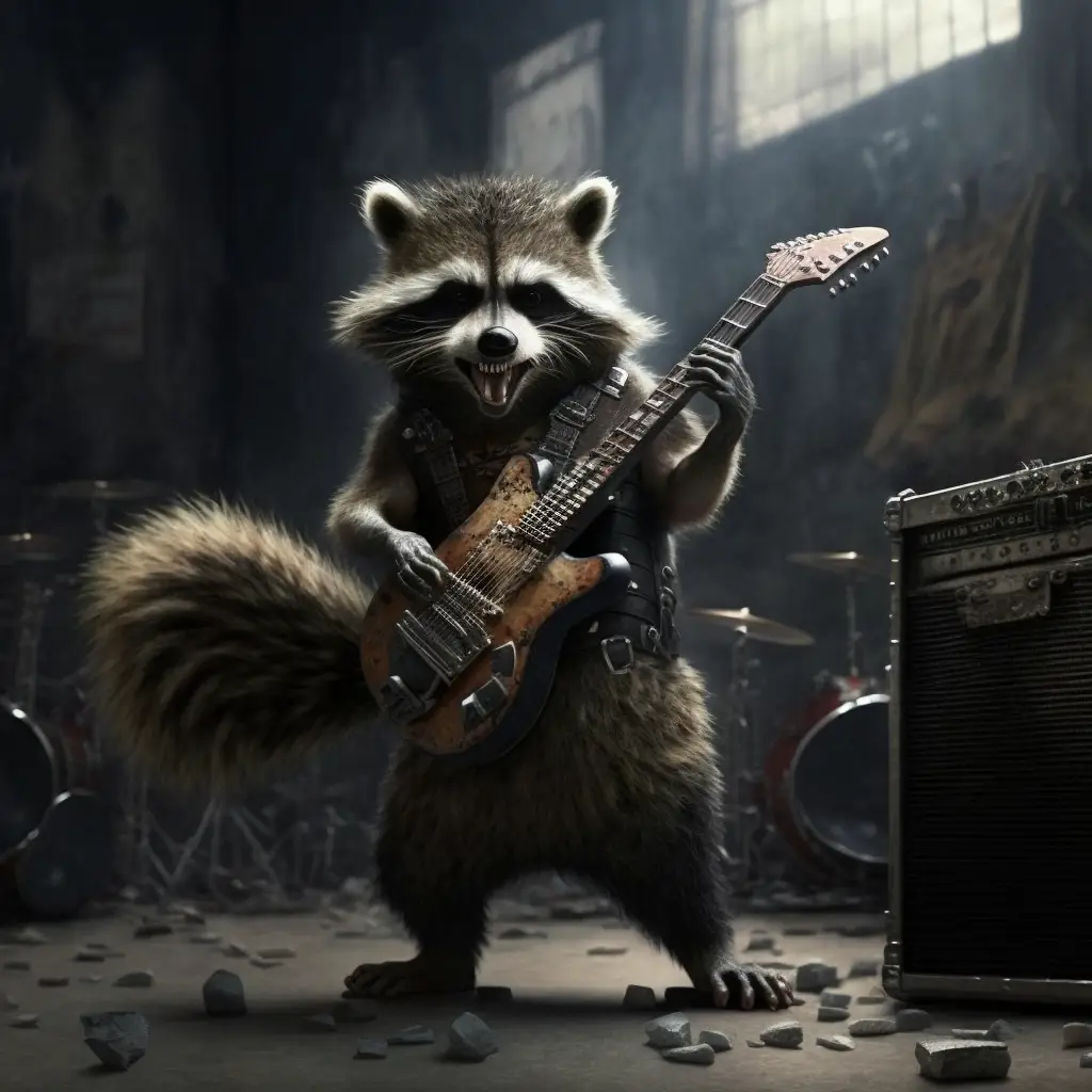 A Racoon Playing The Guitar