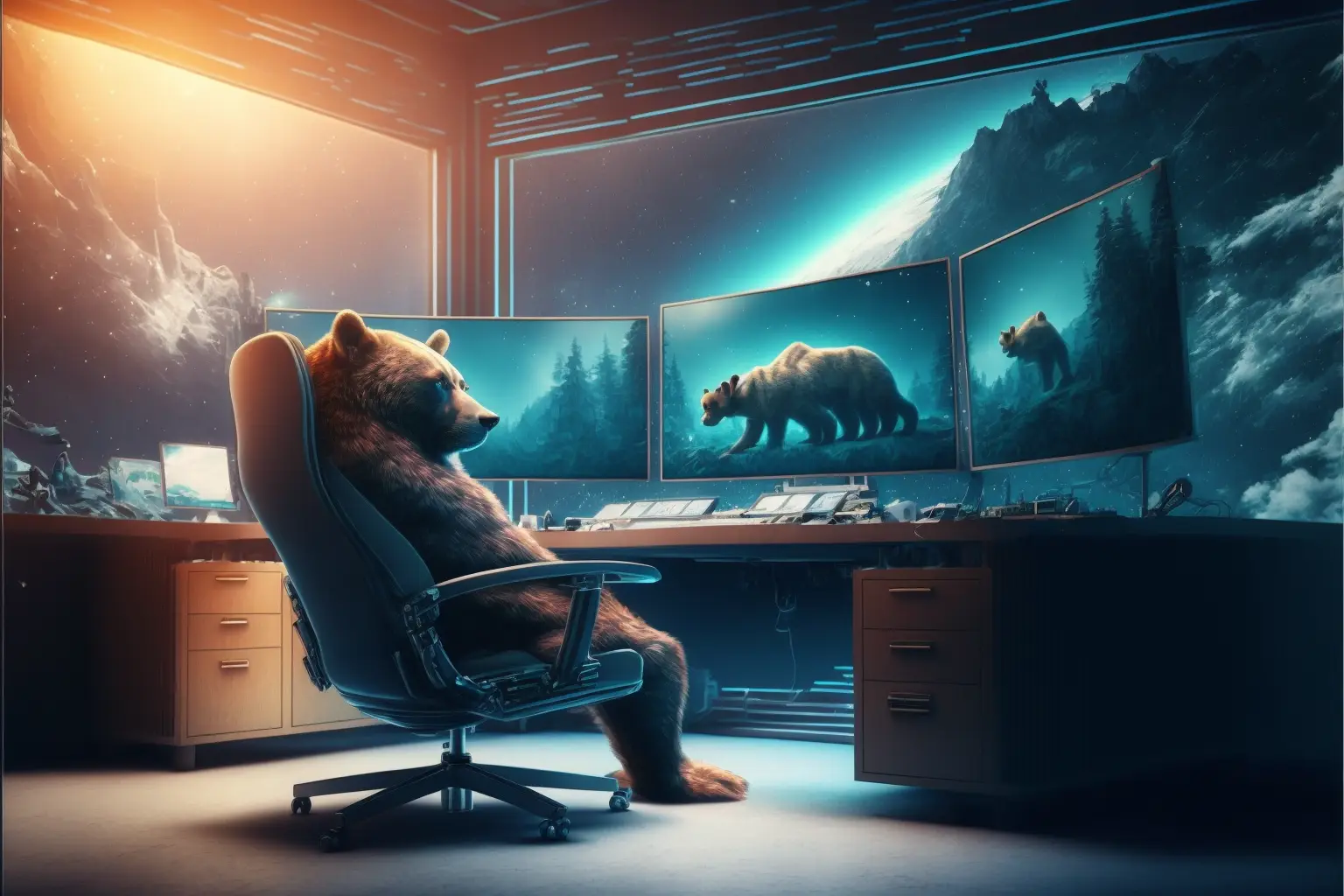 A Room With A Bear In A Chair