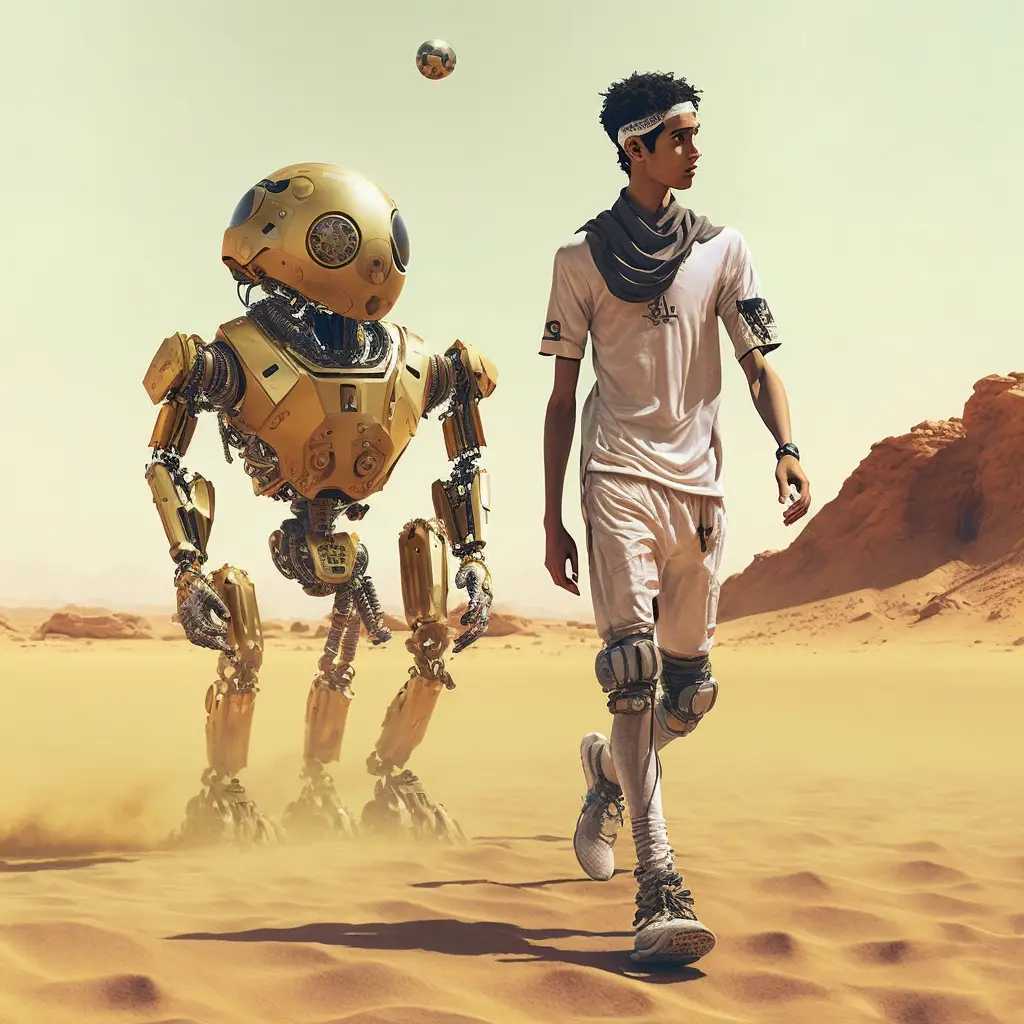 Achraf Hakimi In Mars Playing Football With Robots